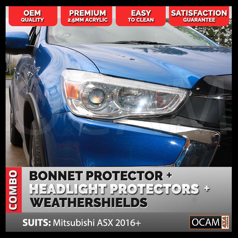 Bonnet, Headlight Protectors, Weathershields for Mitsubishi ASX XC 2016-19 Visors – additional photo