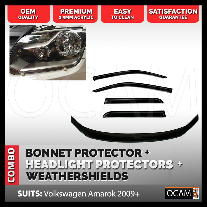 Bonnet Headlight Protectors Weathershields for Volkswagen Amarok 2009-04/2023 – additional photo