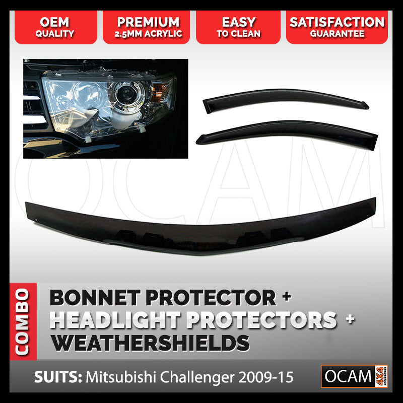 Bonnet, Headlight Protectors, Visors for Mitsubishi Challenger 2009-15 – additional photo