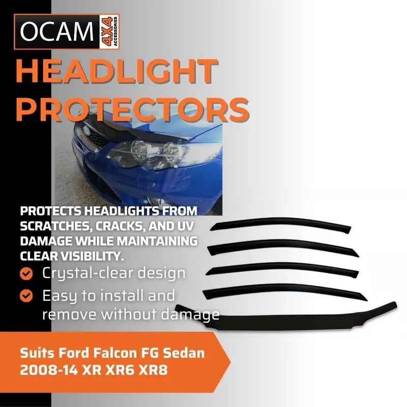 Bonnet Headlight Protectors & Weathershields for Ford Falcon FG Sedan 2008-14 XR XR6 XR8 – additional photo