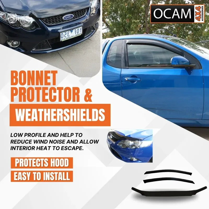 Bonnet Headlight Protectors Weathershields for Falcon FG-UTE 2008-14 XR XR6 XR8 – additional photo