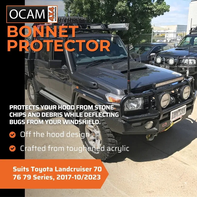 Bonnet & Headlight Protectors, Weathershields For Toyota Landcruiser 70 76 79 Series, 2017-10/2023 – additional photo