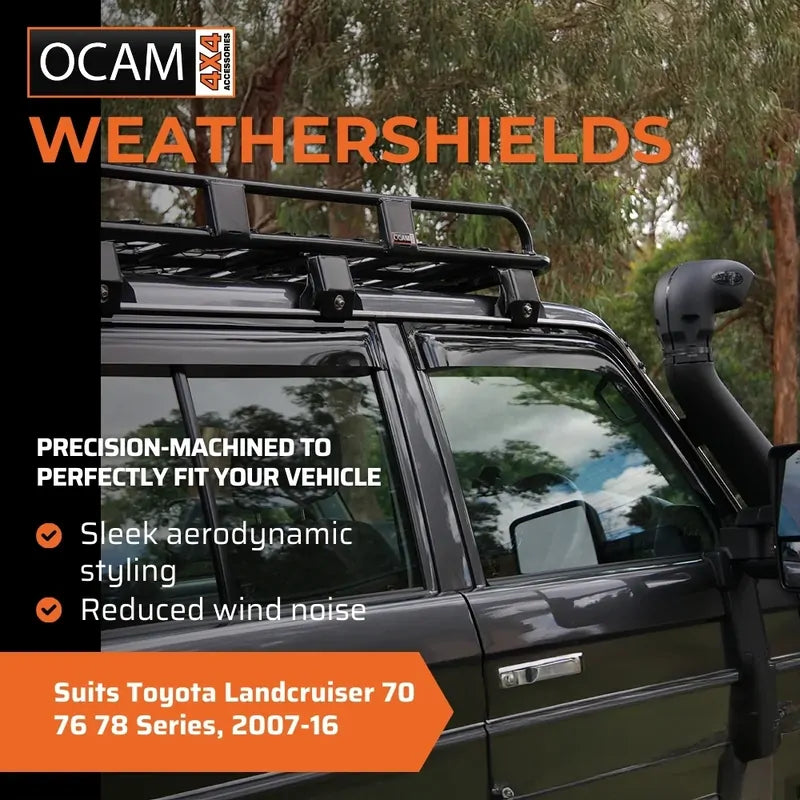 Bonnet & Headlight Protectors & Weathershields 2pc For Toyota Landcruiser 70 76 78 Series, 2007-16 – additional photo
