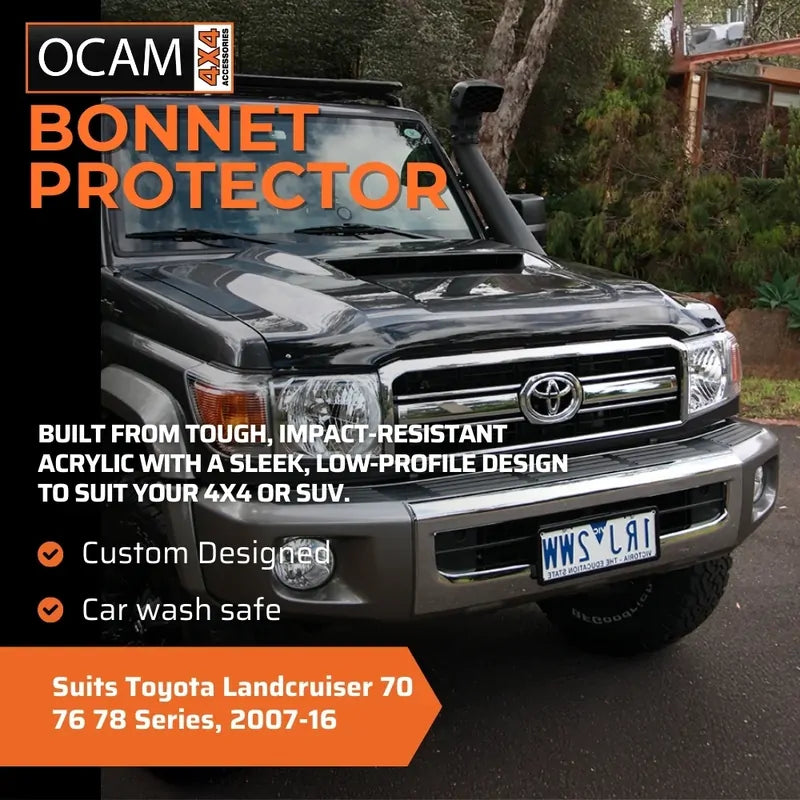 Bonnet & Headlight Protectors & Weathershields 2pc For Toyota Landcruiser 70 76 78 Series, 2007-16 – additional photo