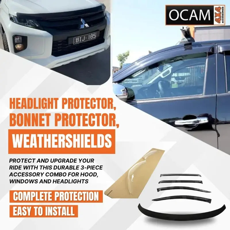Bonnet, Headlight Protectors, Weathershields for Mitsubishi Triton MR 11/2018-2022 – additional photo