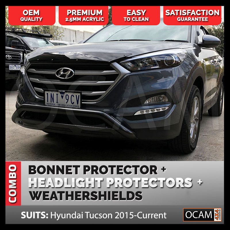 Bonnet & Headlight Protectors, Weathershields for Hyundai Tucson 2015-2018 – additional photo