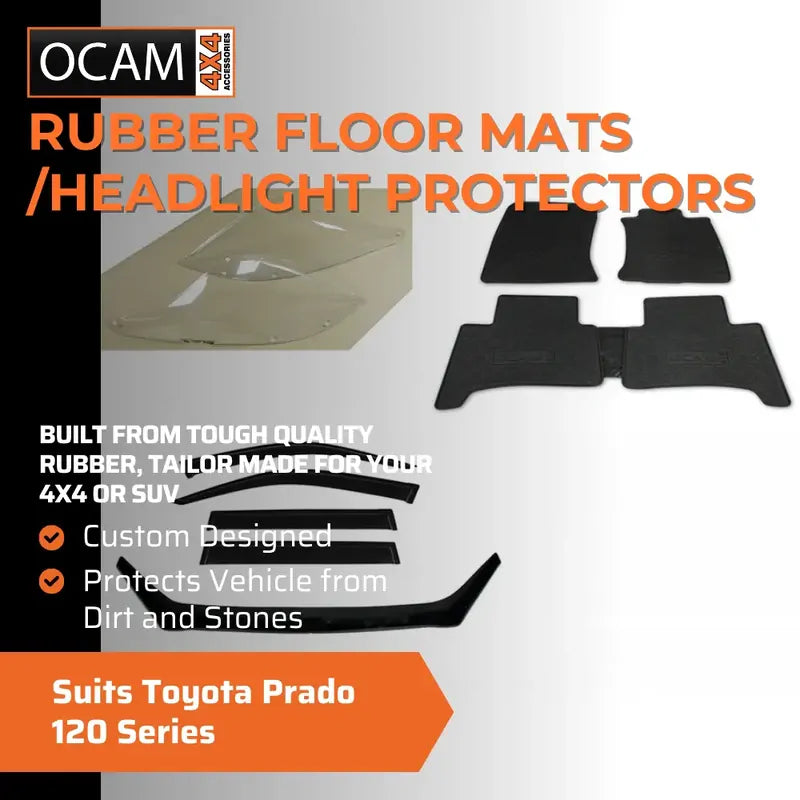 Bonnet & Headlight Protectors, Window Visors, Floor Mats for Toyota Prado 120 Series – additional photo