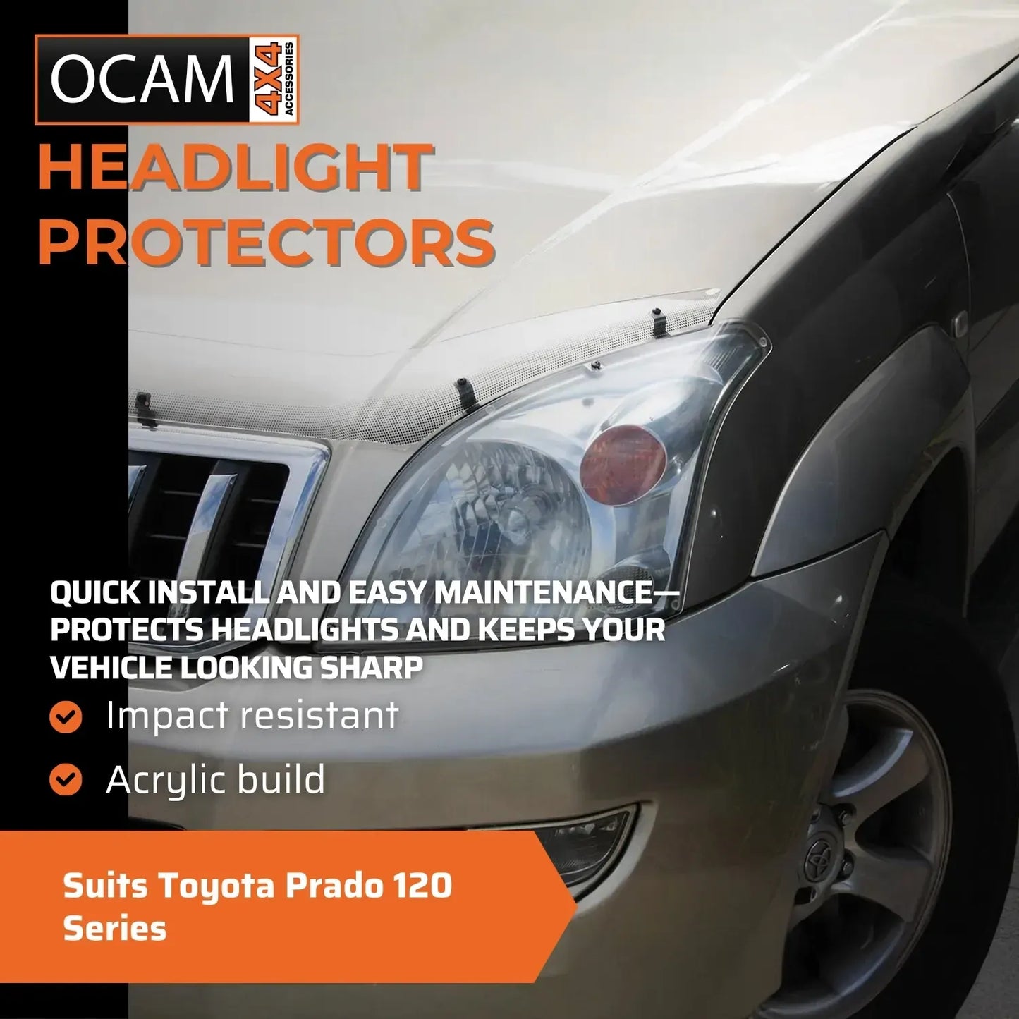 OCAM Headlight Headlamp Protectors for Toyota Prado 120 Series Lamp Covers – additional photo