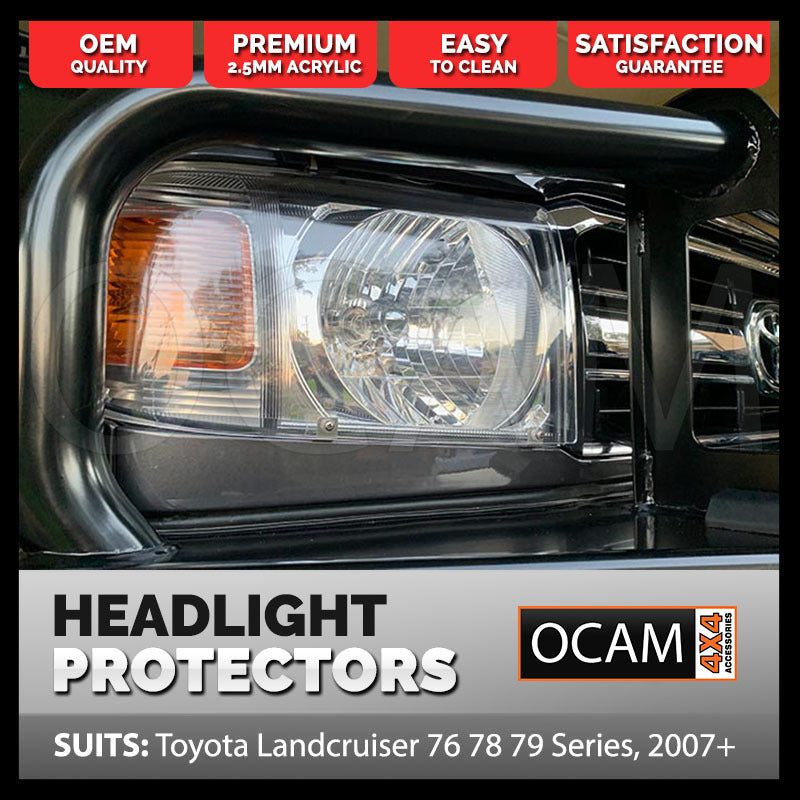 OCAM Headlight Protectors for Toyota Landcruiser 70, 76, 78, 79 Series, 2007-10/2023, Lamp Covers – additional photo