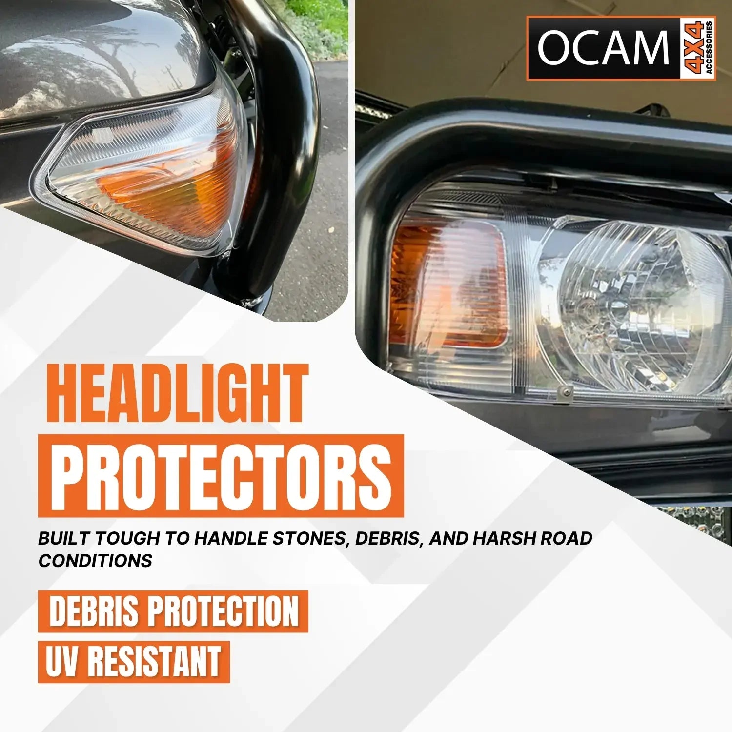OCAM Headlight Protectors for Toyota Landcruiser 70, 76, 78, 79 Series, 2007-10/2023, Lamp Covers – additional photo