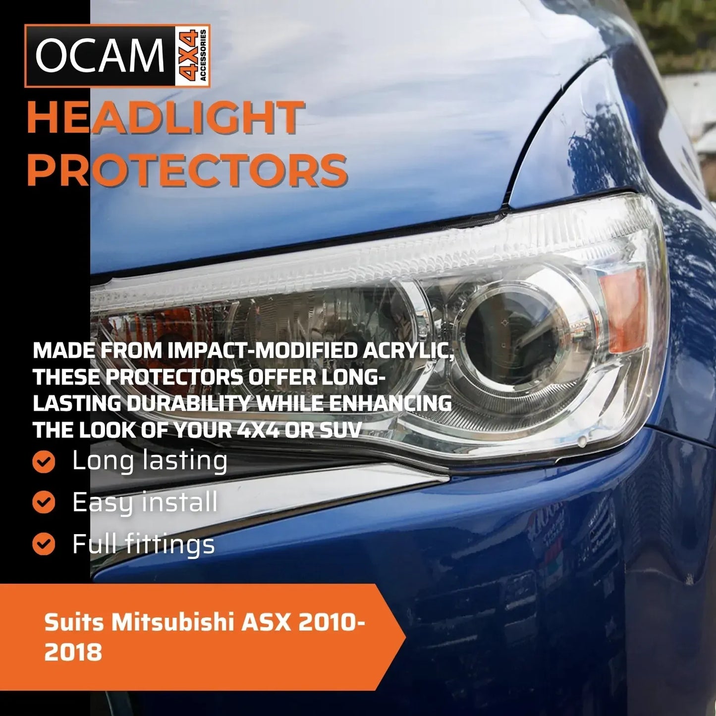 OCAM Headlight Headlamp Protectors for Mitsubishi ASX 2010-2018 Lamp Covers – additional photo