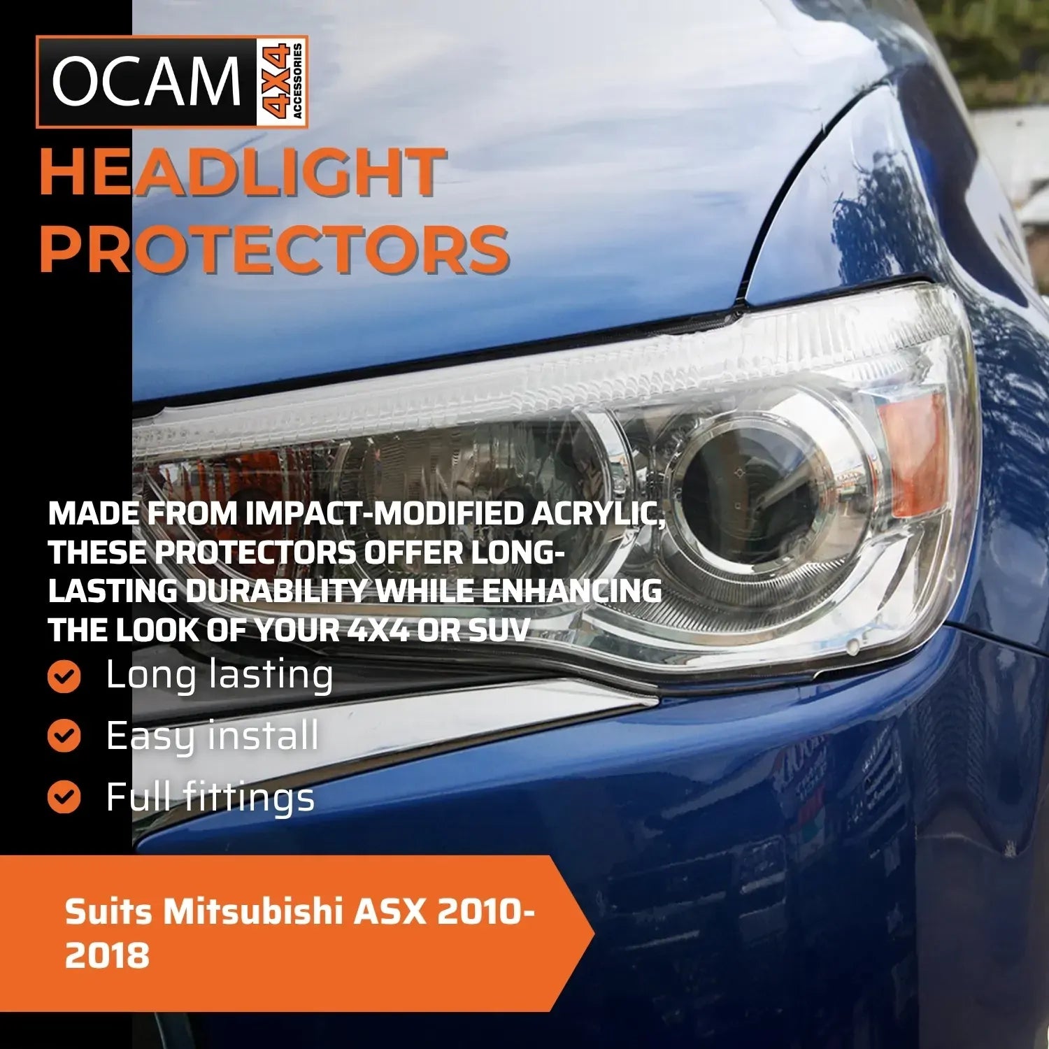 OCAM Headlight Headlamp Protectors for Mitsubishi ASX 2010-2018 Lamp Covers – additional photo
