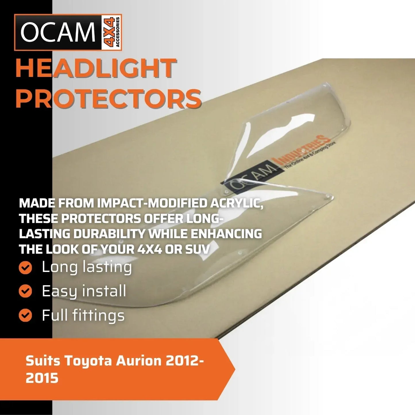 OCAM Headlight Headlamp Protectors for Toyota Aurion 2012-2015 Lamp Covers – additional photo