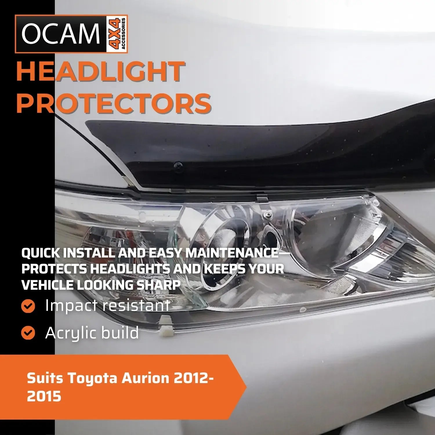 OCAM Headlight Headlamp Protectors for Toyota Aurion 2012-2015 Lamp Covers – additional photo