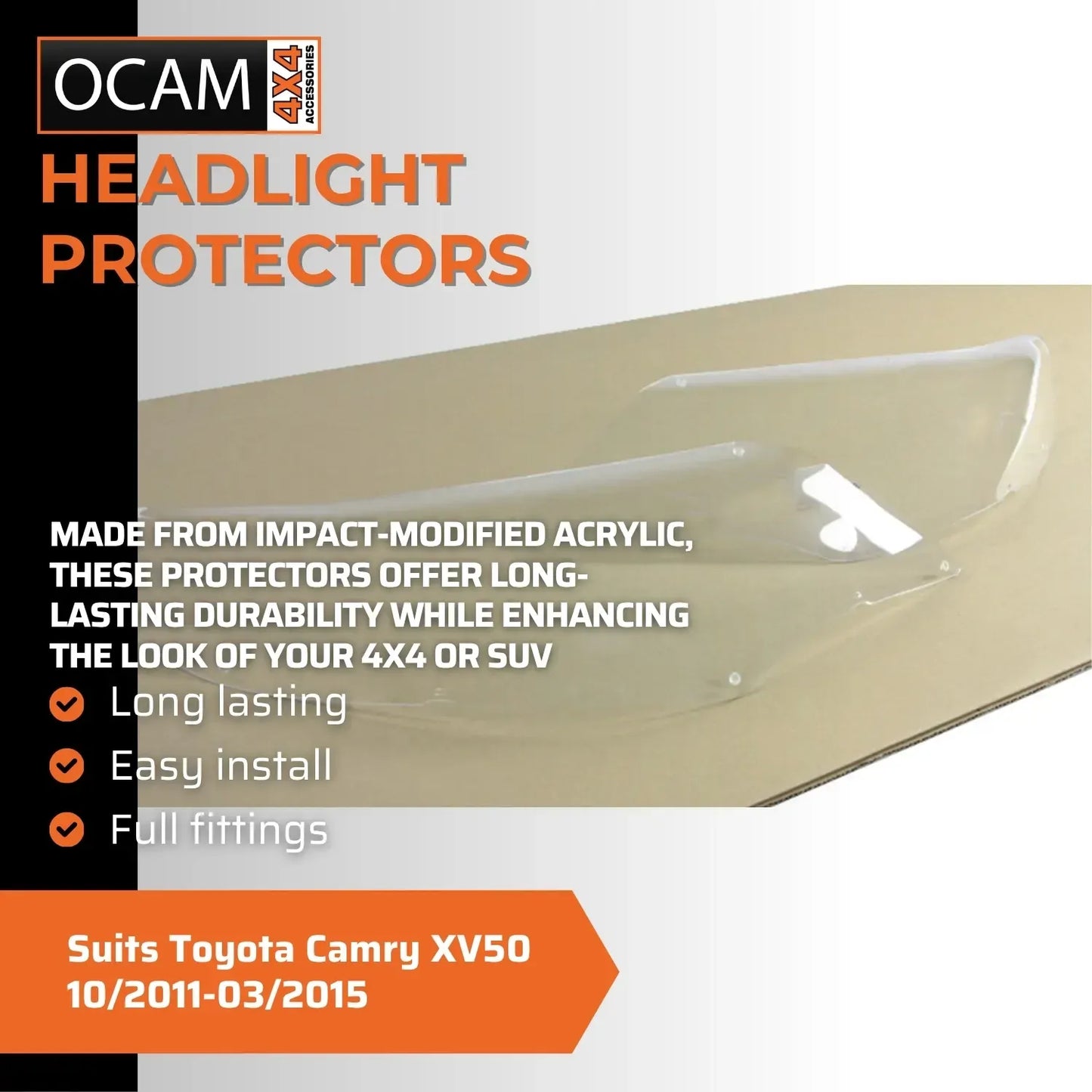 OCAM Headlight Headlamp Protectors for Toyota Camry XV50 10/2011-03/2015 Lamp Covers – additional photo