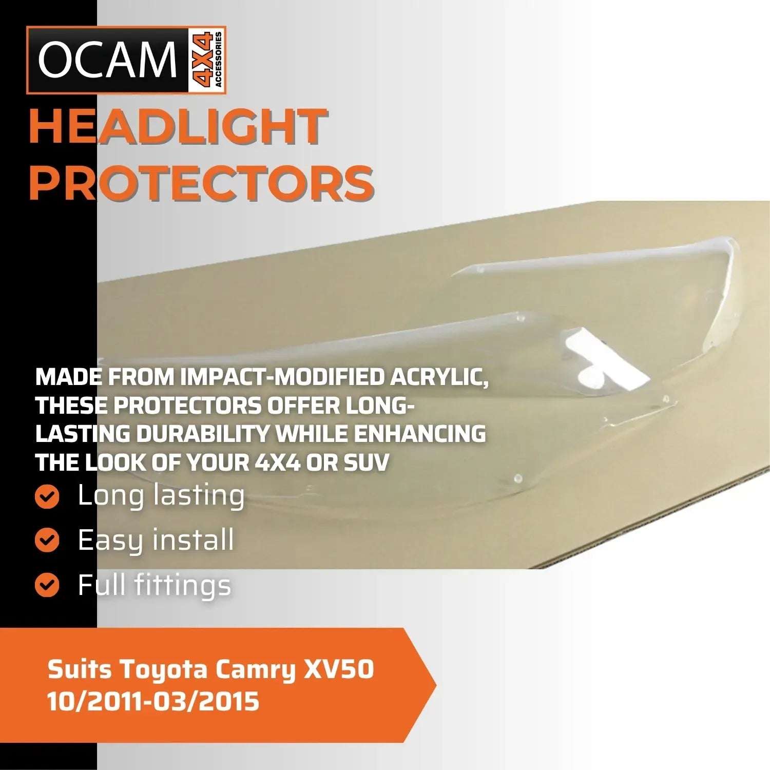 OCAM Headlight Headlamp Protectors for Toyota Camry XV50 10/2011-03/2015 Lamp Covers – additional photo