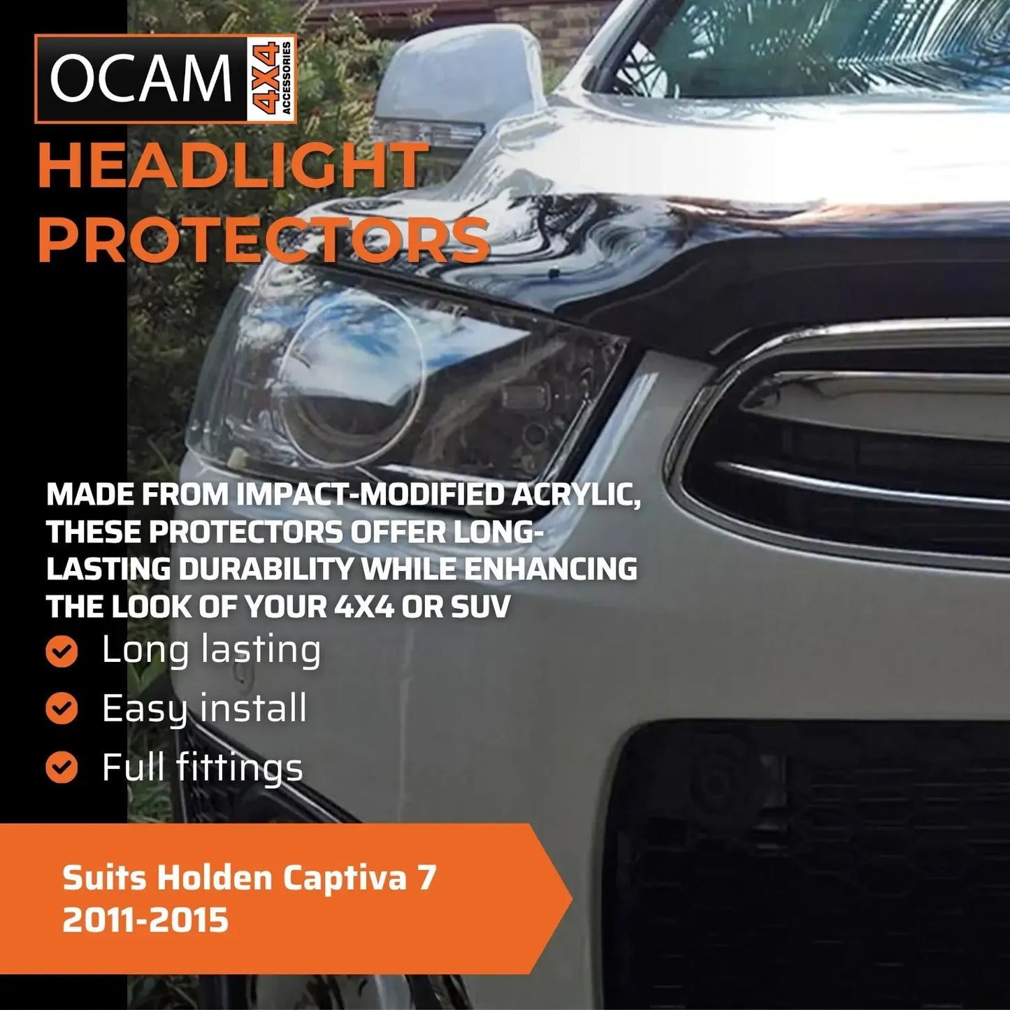 OCAM Headlight Headlamp Protectors for Holden Captiva 7 2011-2015 Lamp Covers – additional photo