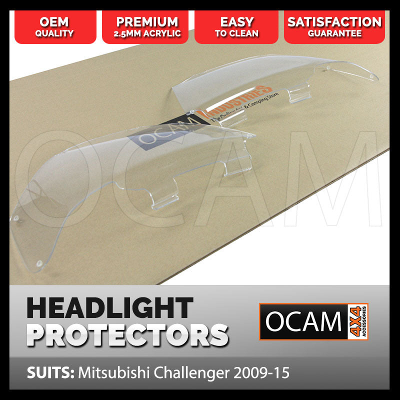 OCAM Headlight Headlamp Protectors for Mitsubishi Challenger 2009-15 Lamp Covers – additional photo