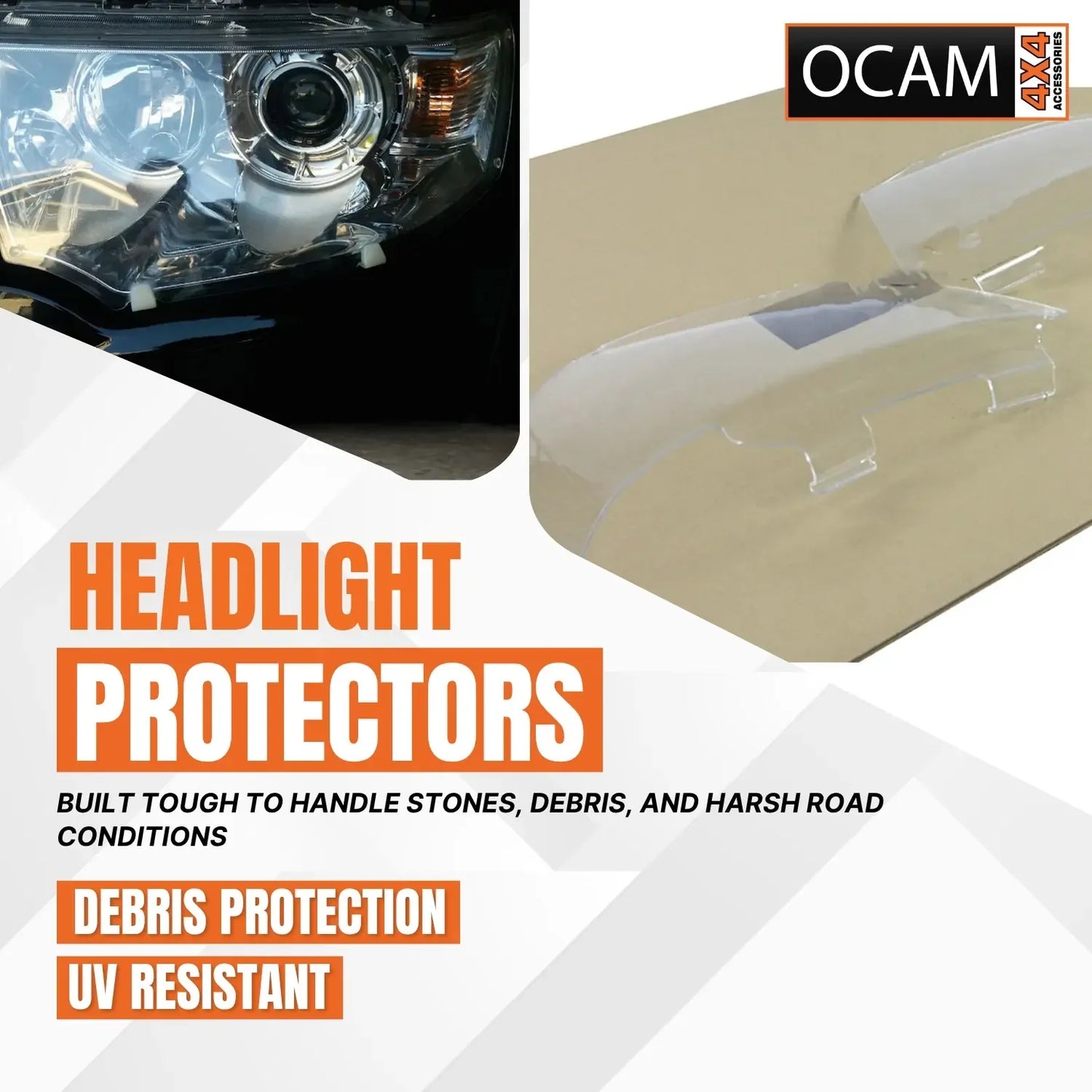 OCAM Headlight Headlamp Protectors for Mitsubishi Challenger 2009-15 Lamp Covers – additional photo