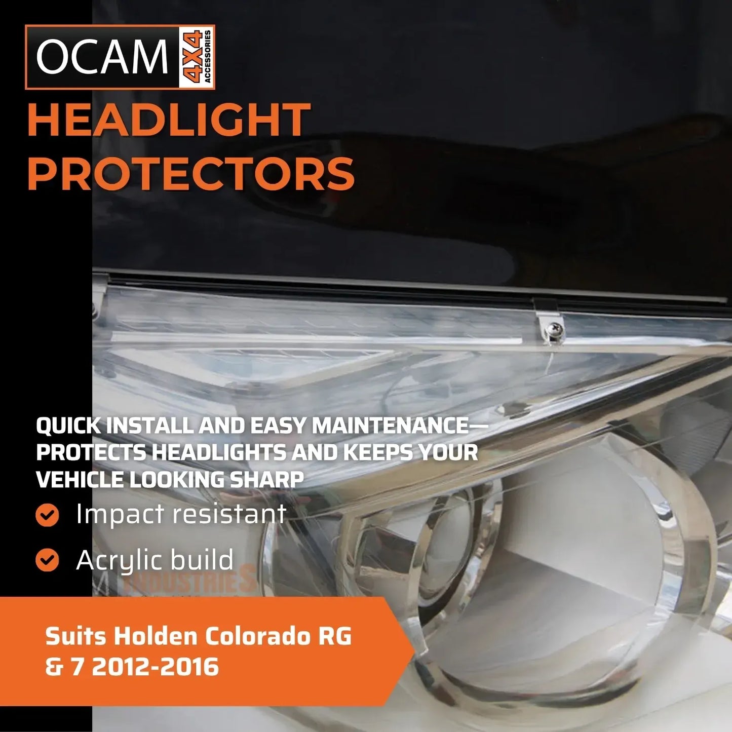 OCAM Headlight Protectors for Holden Colorado RG & 7 2012-2016 Headlamp Covers – additional photo