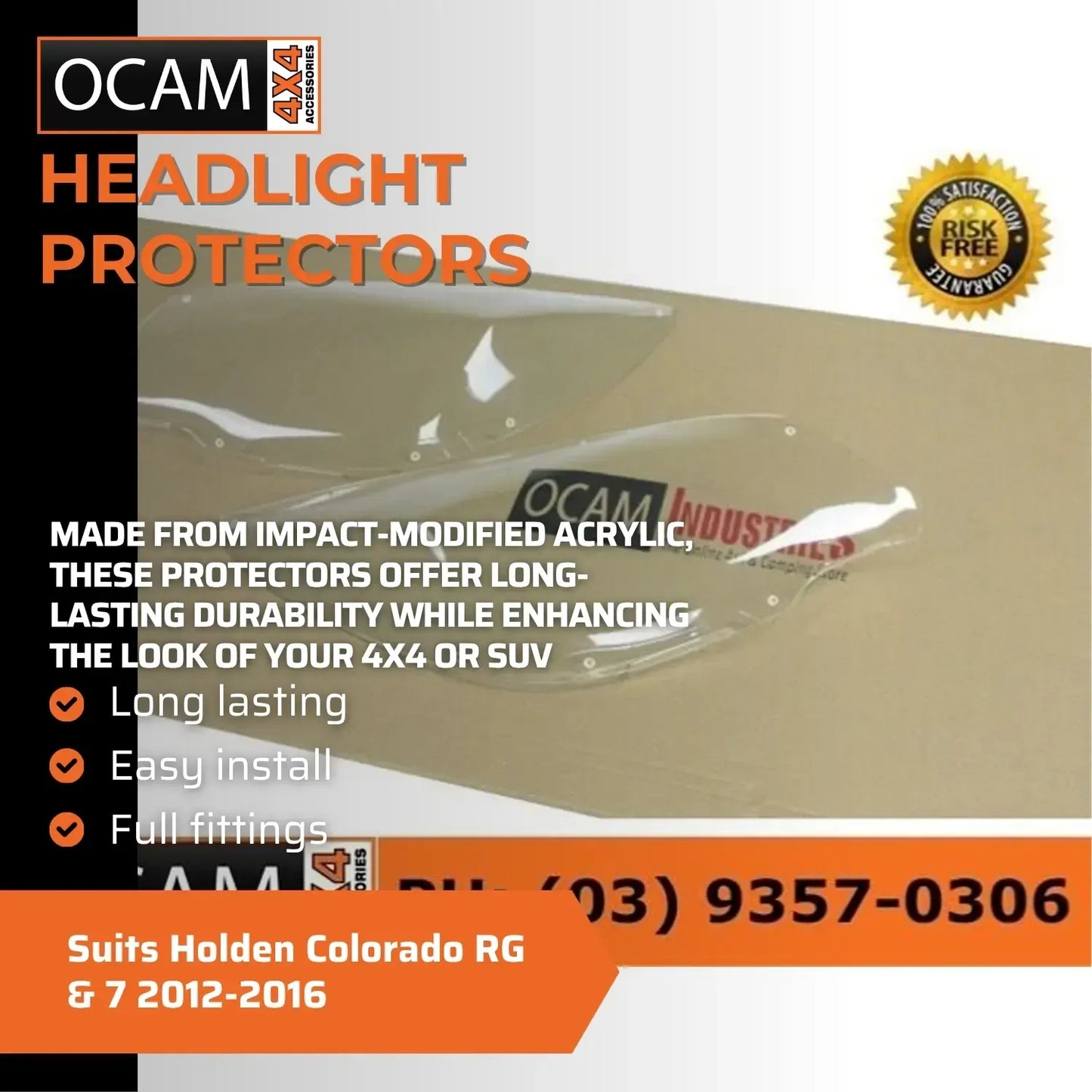OCAM Headlight Protectors for Holden Colorado RG & 7 2012-2016 Headlamp Covers – additional photo