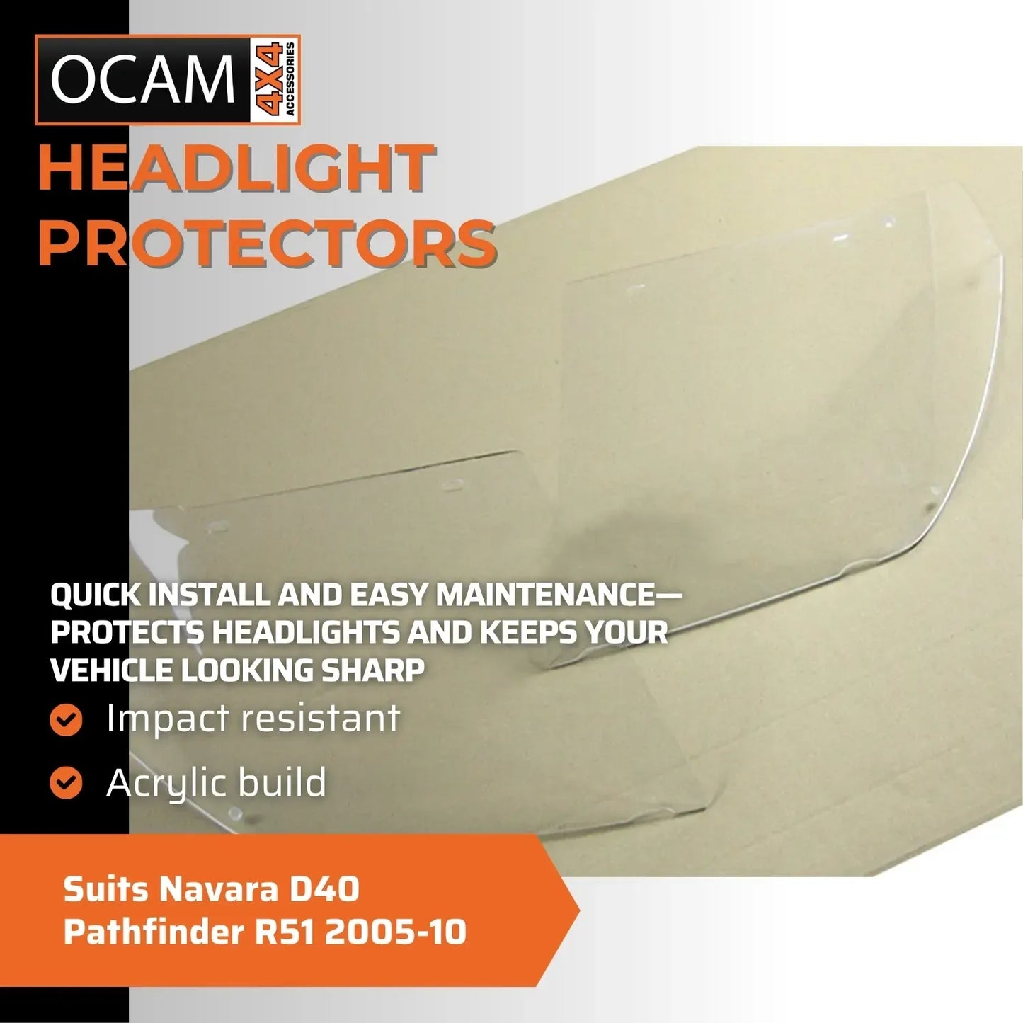 OCAM Headlight Headlamp Protectors Navara D40 Pathfinder R51 2005-10 Lamp Covers – additional photo