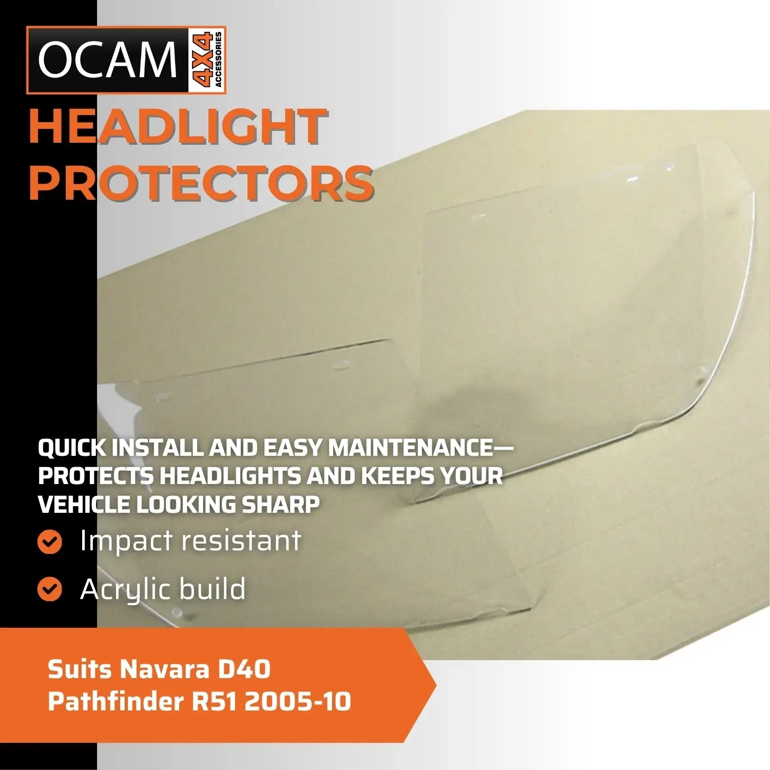 OCAM Headlight Headlamp Protectors Navara D40 Pathfinder R51 2005-10 Lamp Covers – additional photo