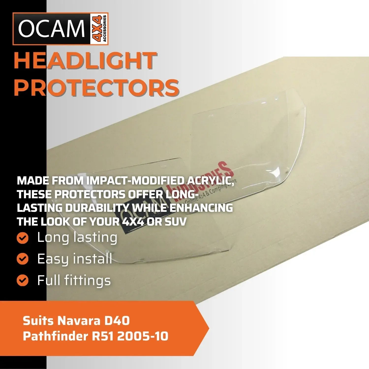 OCAM Headlight Headlamp Protectors Navara D40 Pathfinder R51 2005-10 Lamp Covers – additional photo
