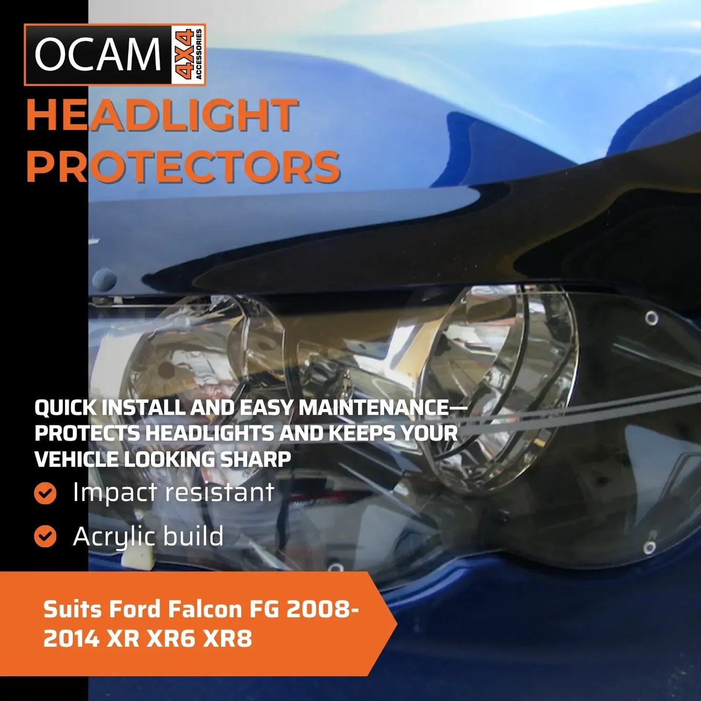 OCAM Headlight Protectors for Ford Falcon FG 2008-2014 XR XR6 XR8 Lamp Covers – additional photo