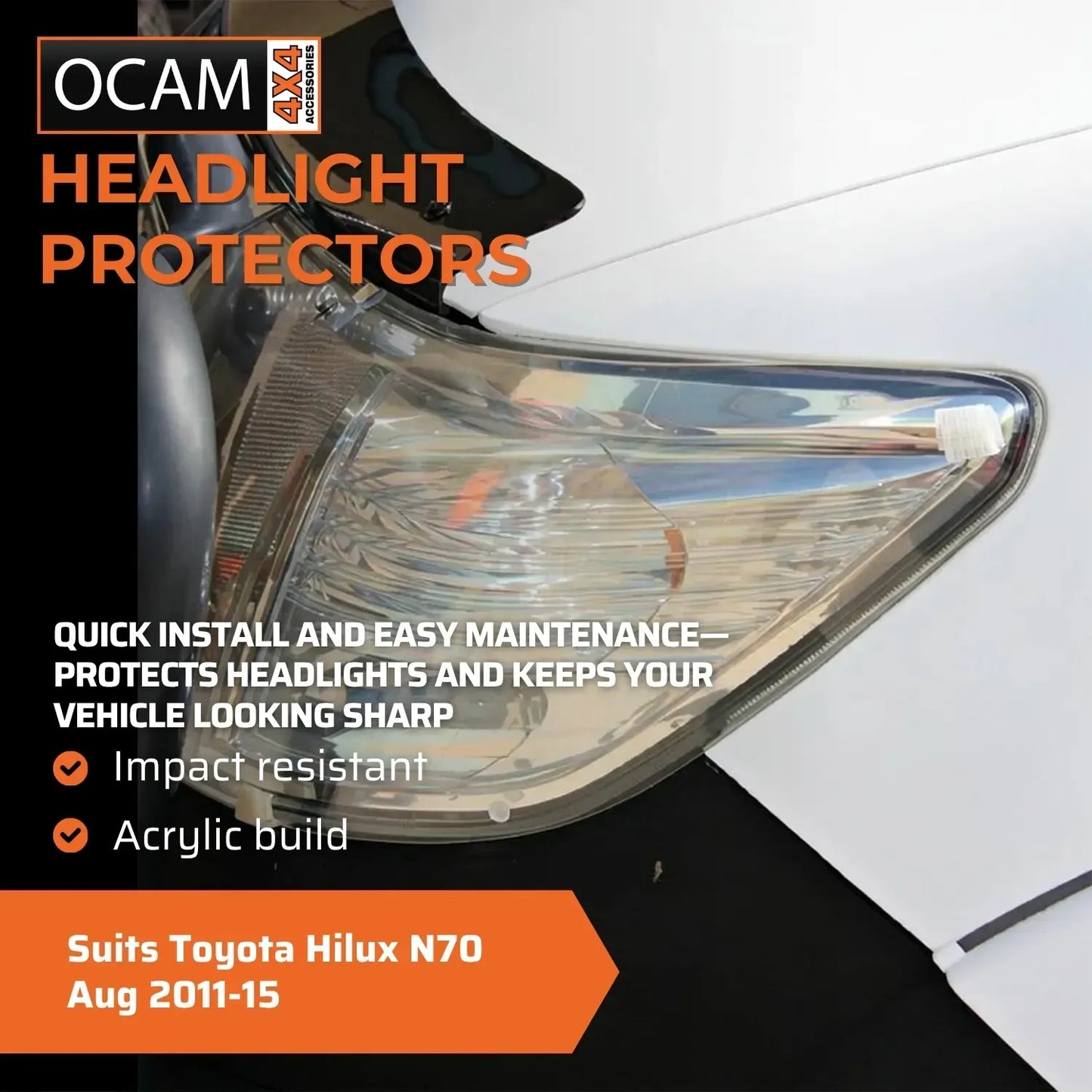 OCAM Headlight Headlamp Protectors for Toyota Hilux N70 Aug 2011-15 Lamp Covers – additional photo