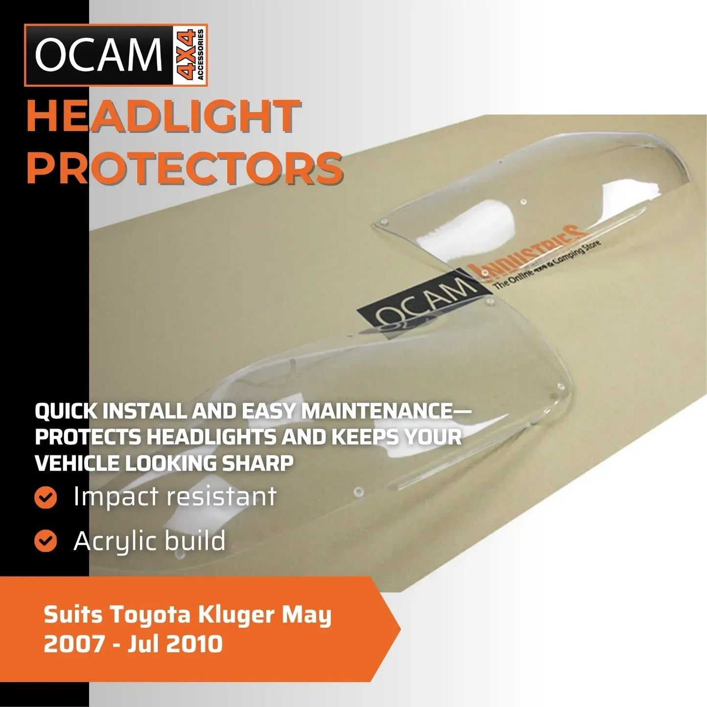 OCAM Headlight Protectors for Toyota Kluger May 2007 - Jul 2010 Lamp Covers – additional photo