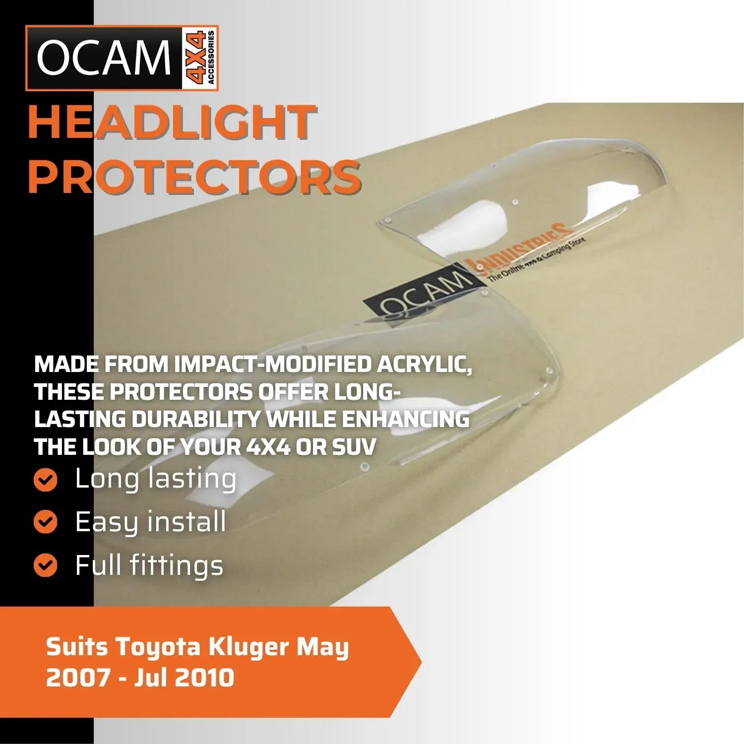 OCAM Headlight Protectors for Toyota Kluger May 2007 - Jul 2010 Lamp Covers – additional photo