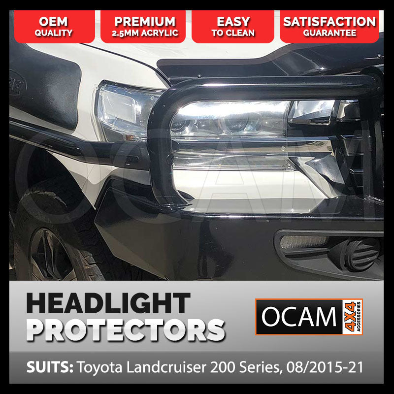 OCAM Headlight Protectors for Toyota Landcruiser 200 Series 08/2015-Current, Lamp Covers GXL ONLY – additional photo