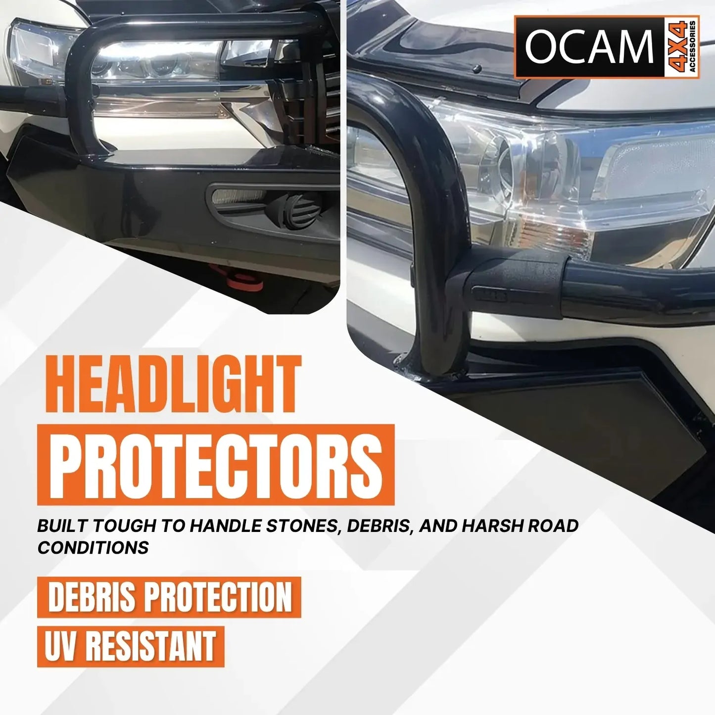 OCAM Headlight Protectors for Toyota Landcruiser 200 Series 08/2015-Current, Lamp Covers GXL ONLY – additional photo