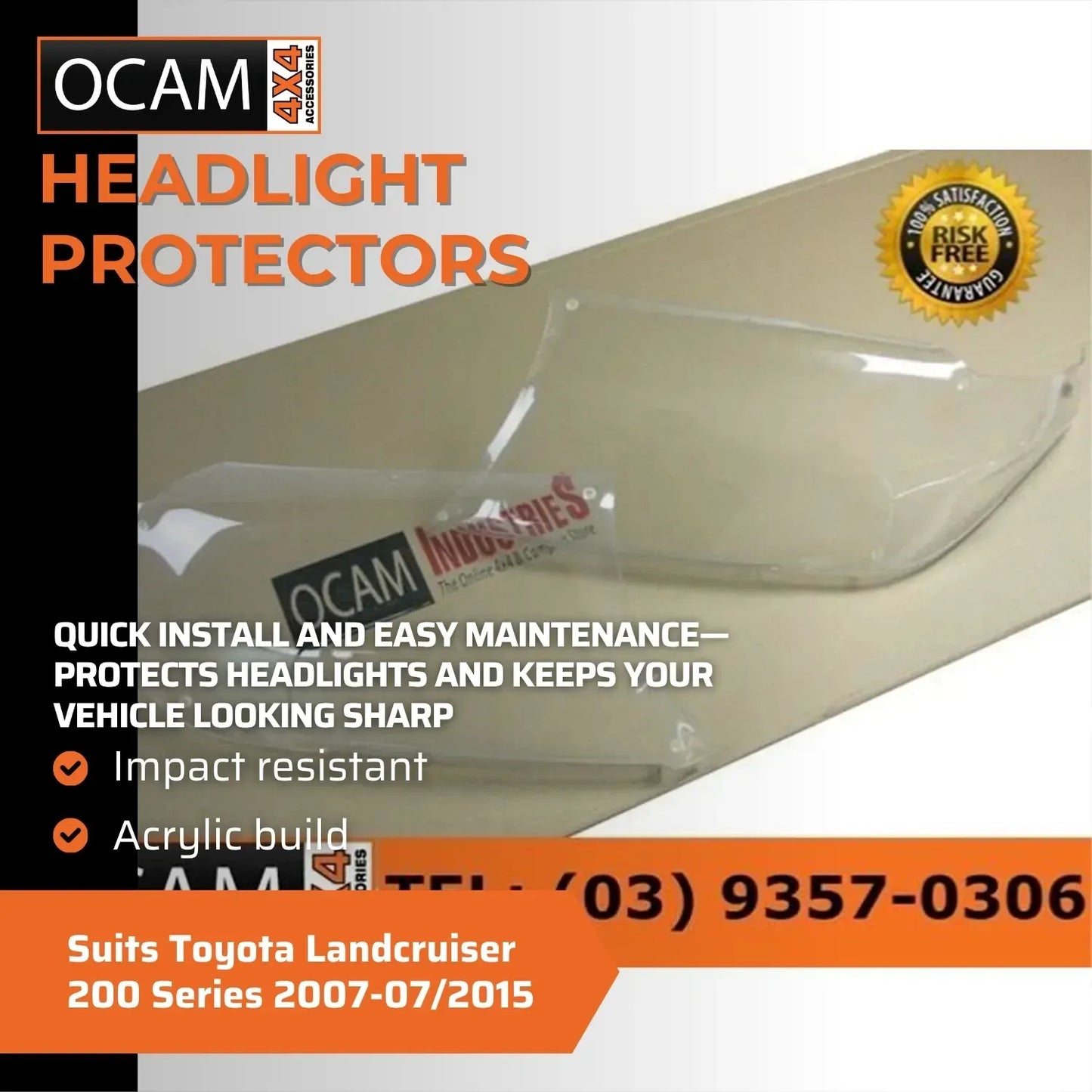 OCAM Headlight Protectors for Toyota Landcruiser 200 Series 2007-07/2015 Covers – additional photo
