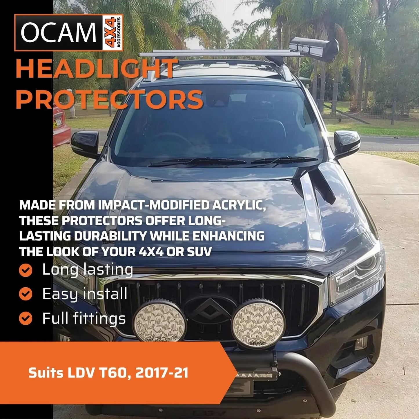 OCAM Headlight Protectors For LDV T60, 2017-21, Headlamp Covers – additional photo