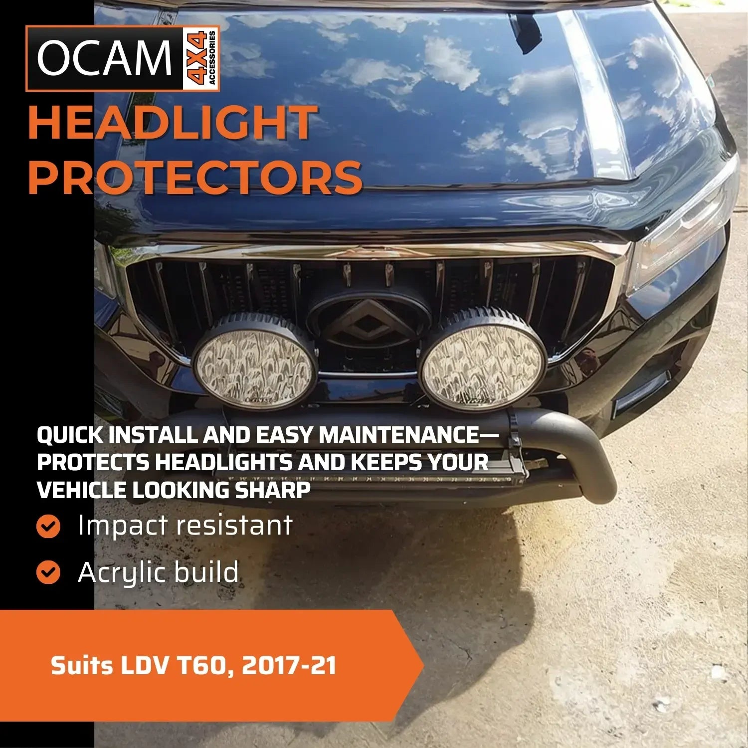 OCAM Headlight Protectors For LDV T60, 2017-21, Headlamp Covers – additional photo