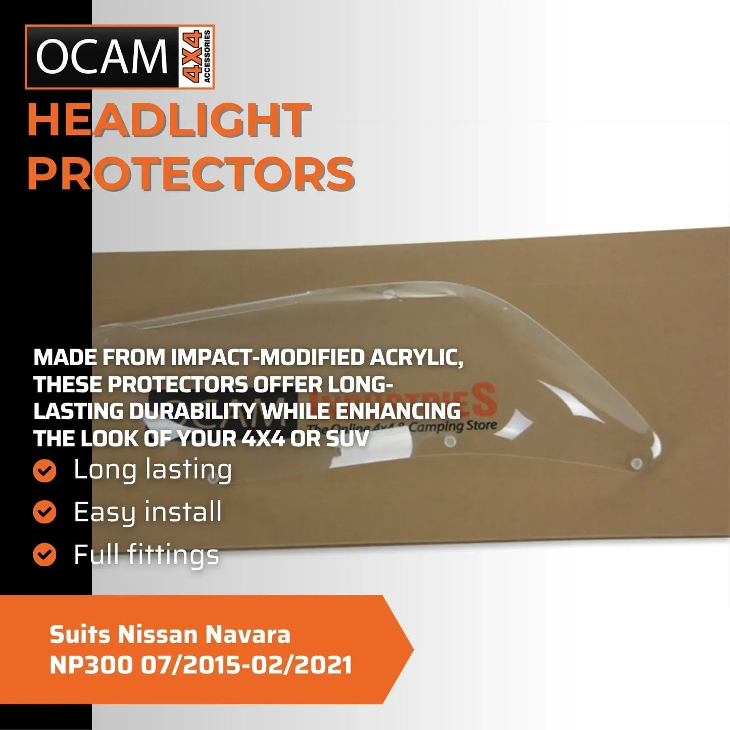 OCAM Headlight Headlamp Protectors for Nissan Navara NP300 07/2015-02/2021, D23 Lamp Covers – additional photo