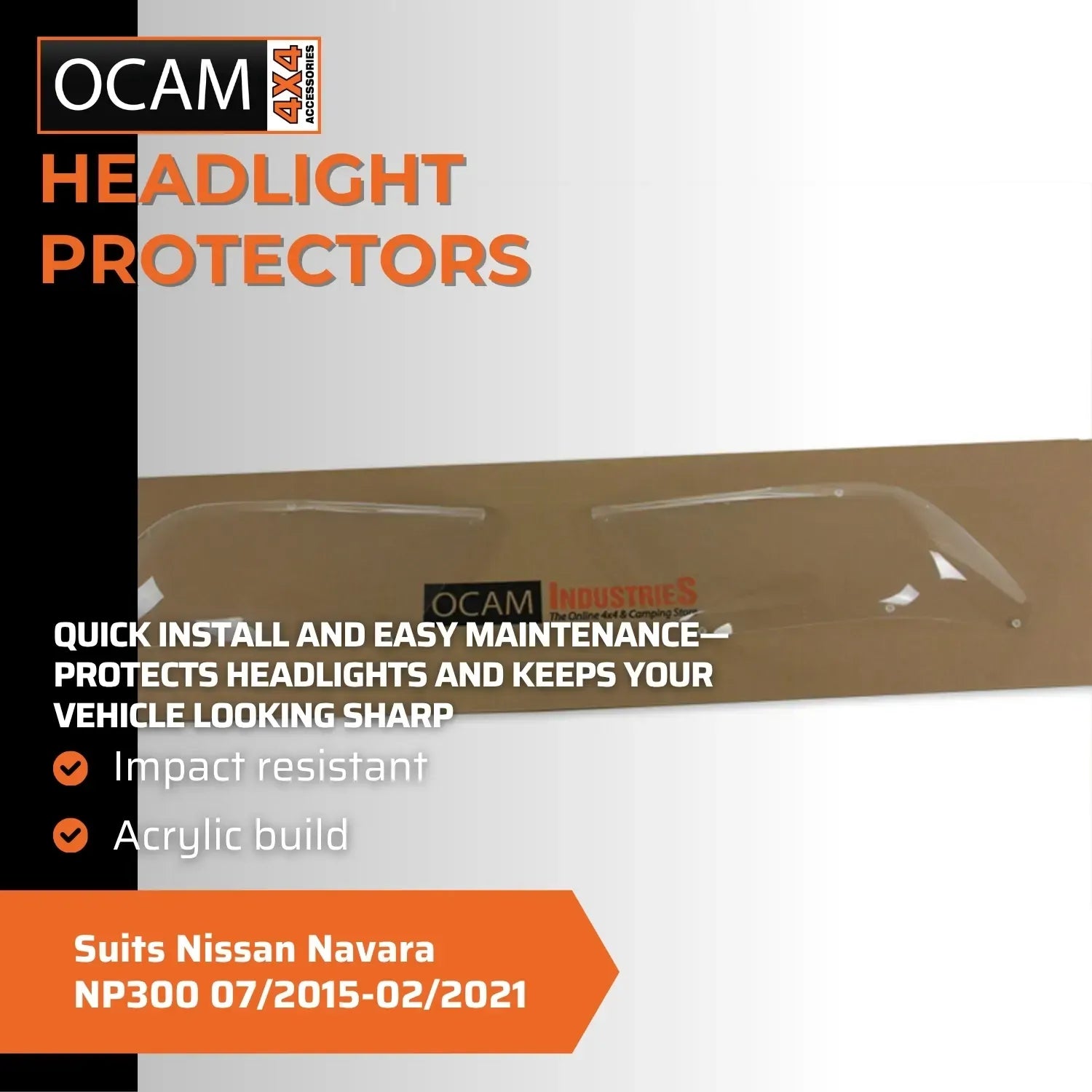 OCAM Headlight Headlamp Protectors for Nissan Navara NP300 07/2015-02/2021, D23 Lamp Covers – additional photo