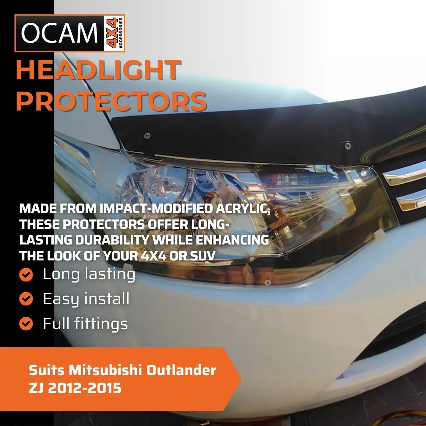 OCAM Headlight Headlamp Protectors for Mitsubishi Outlander ZJ 2012-2015 Covers – additional photo