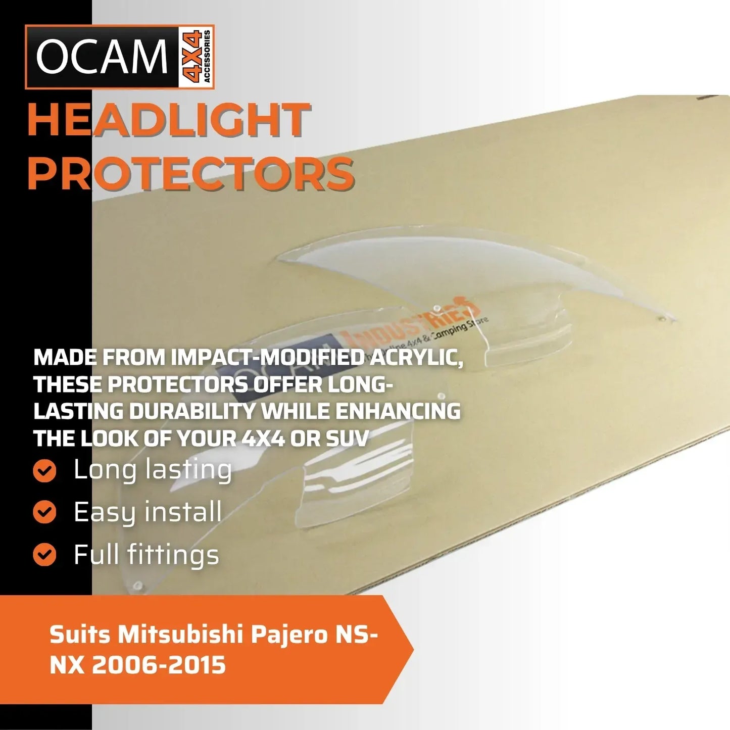 OCAM Headlight Protectors for Mitsubishi Pajero NS-NX 2006-2015 Lamp Covers – additional photo