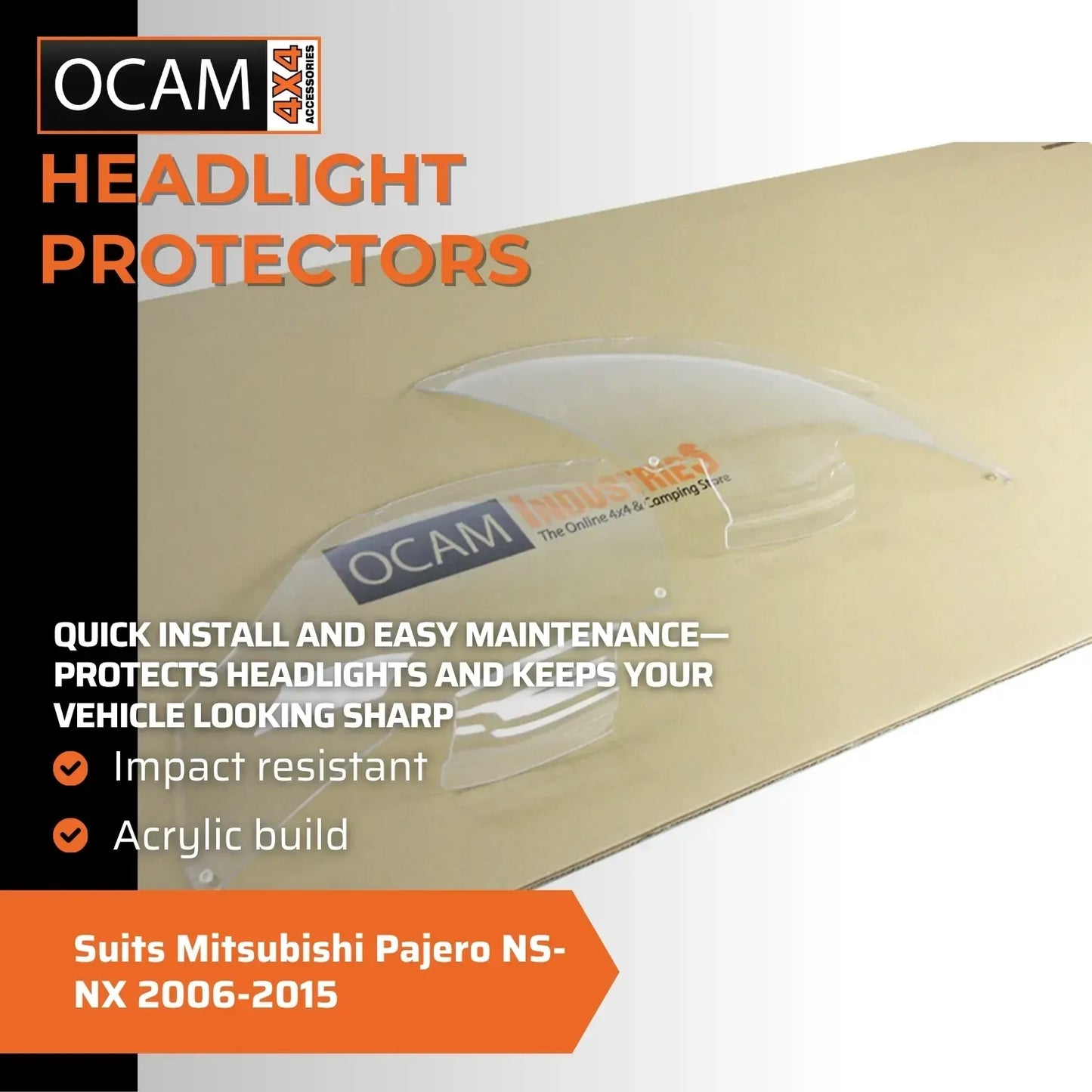OCAM Headlight Protectors for Mitsubishi Pajero NS-NX 2006-2015 Lamp Covers – additional photo
