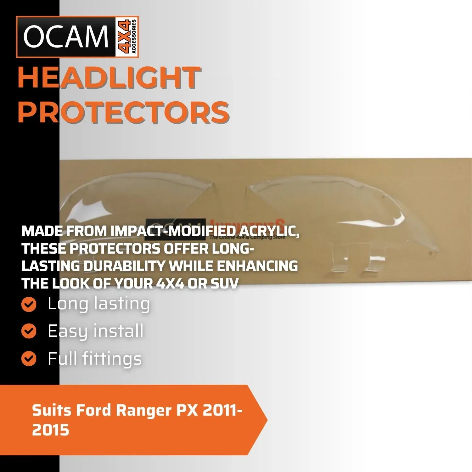 OCAM Headlight Protectors for Ford Ranger PX 2011-2015 Lamp Covers – additional photo