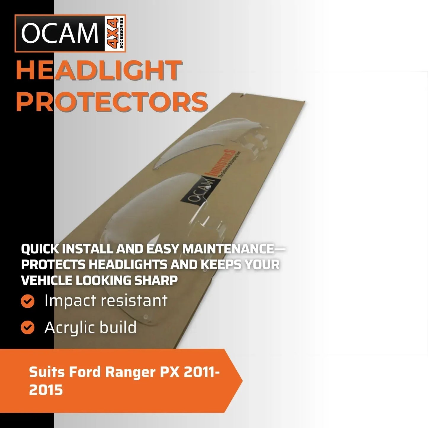 OCAM Headlight Protectors for Ford Ranger PX 2011-2015 Lamp Covers – additional photo