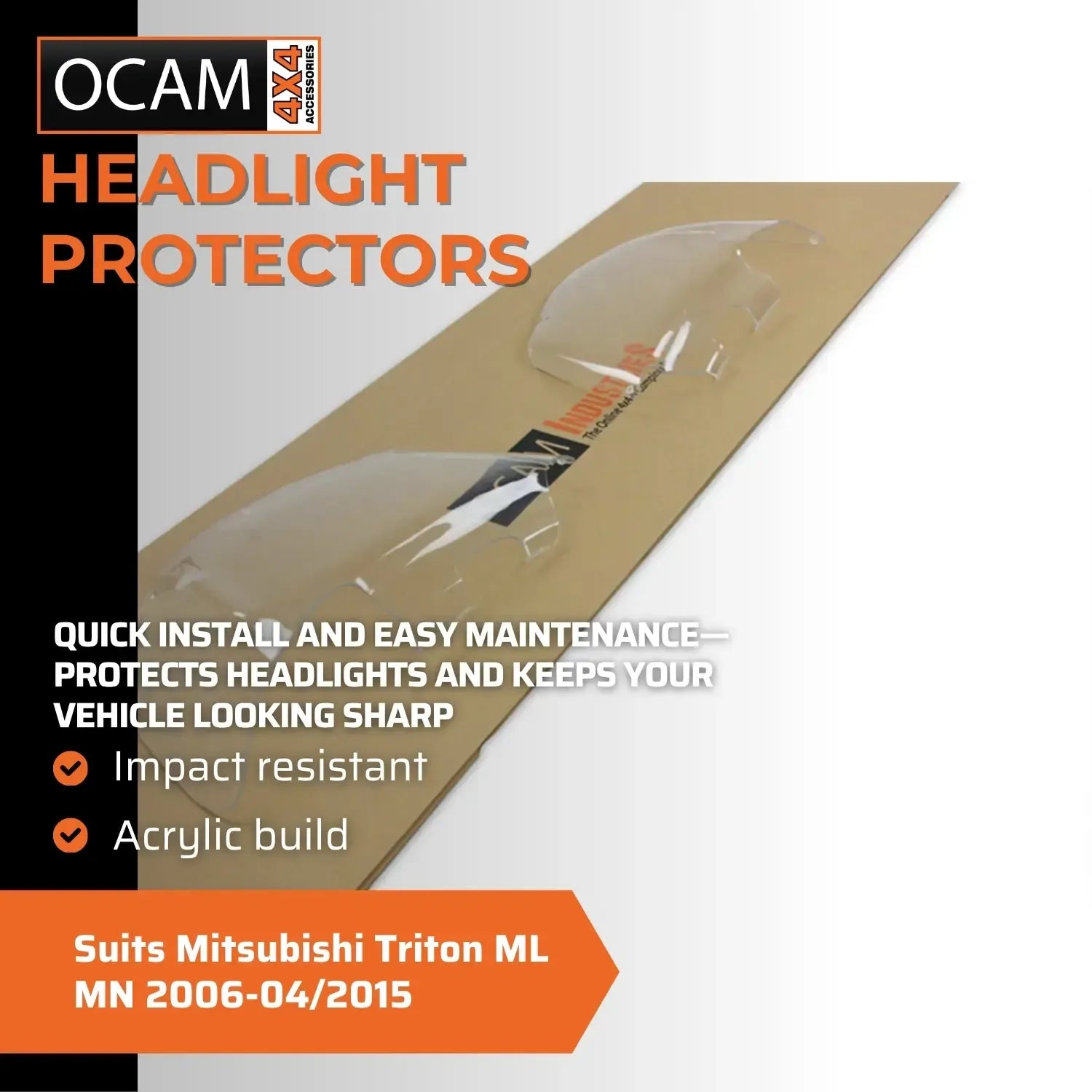 OCAM Headlight Headlamp Protectors for Mitsubishi Triton ML MN 2006-04/2015 Covers – additional photo