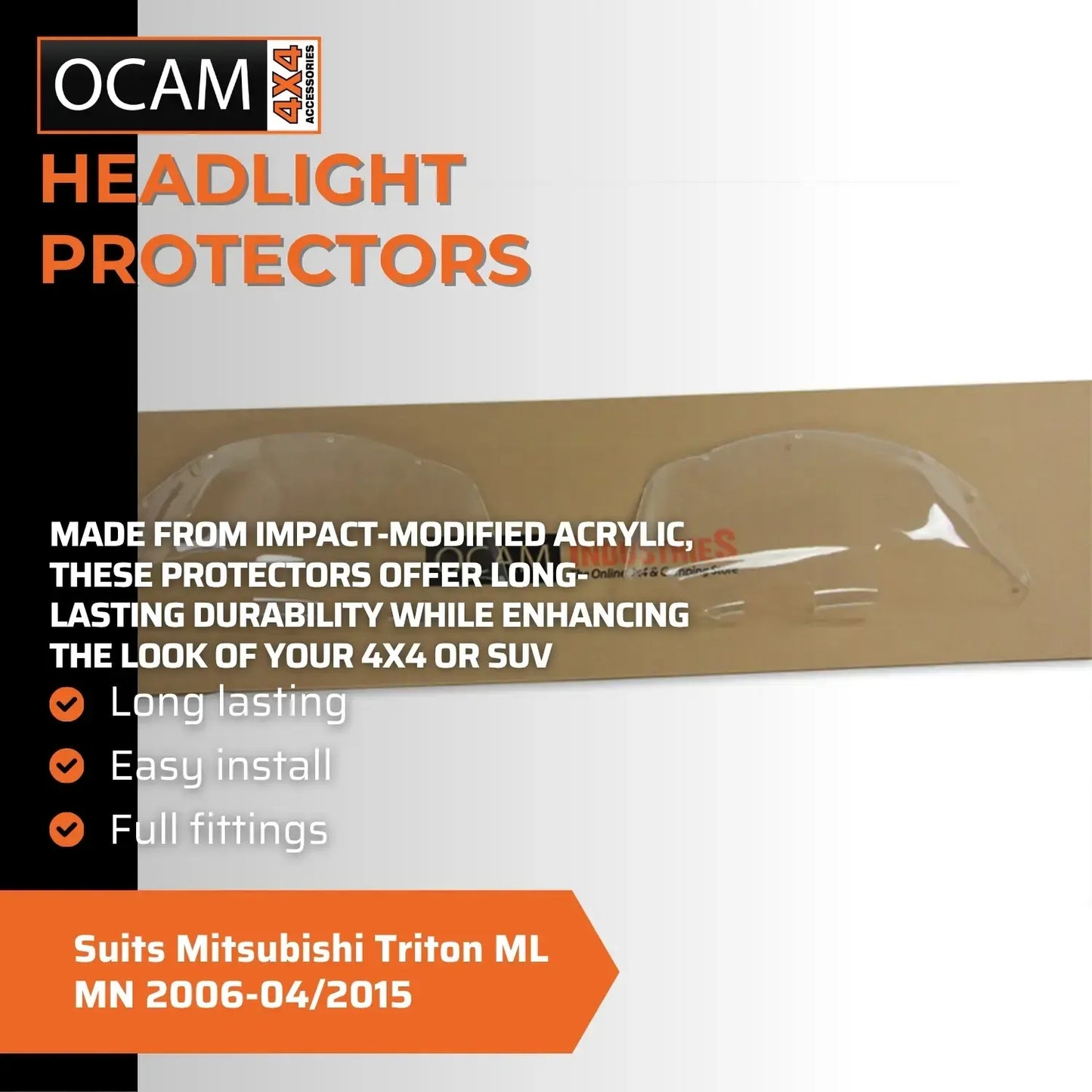 OCAM Headlight Headlamp Protectors for Mitsubishi Triton ML MN 2006-04/2015 Covers – additional photo