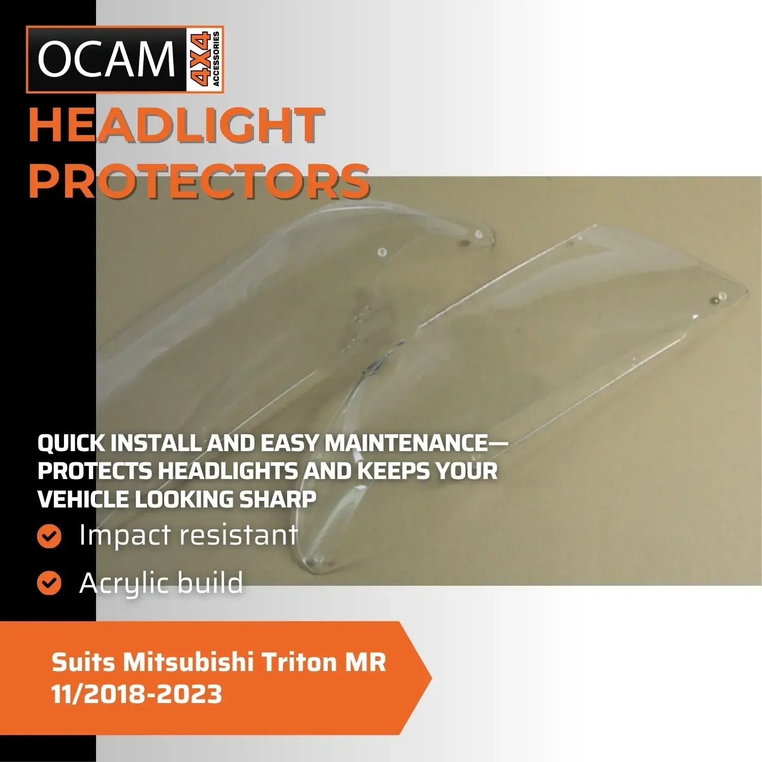 OCAM Headlight Protectors for Mitsubishi Triton MR 11/2018-2023 Headlamp Covers – additional photo