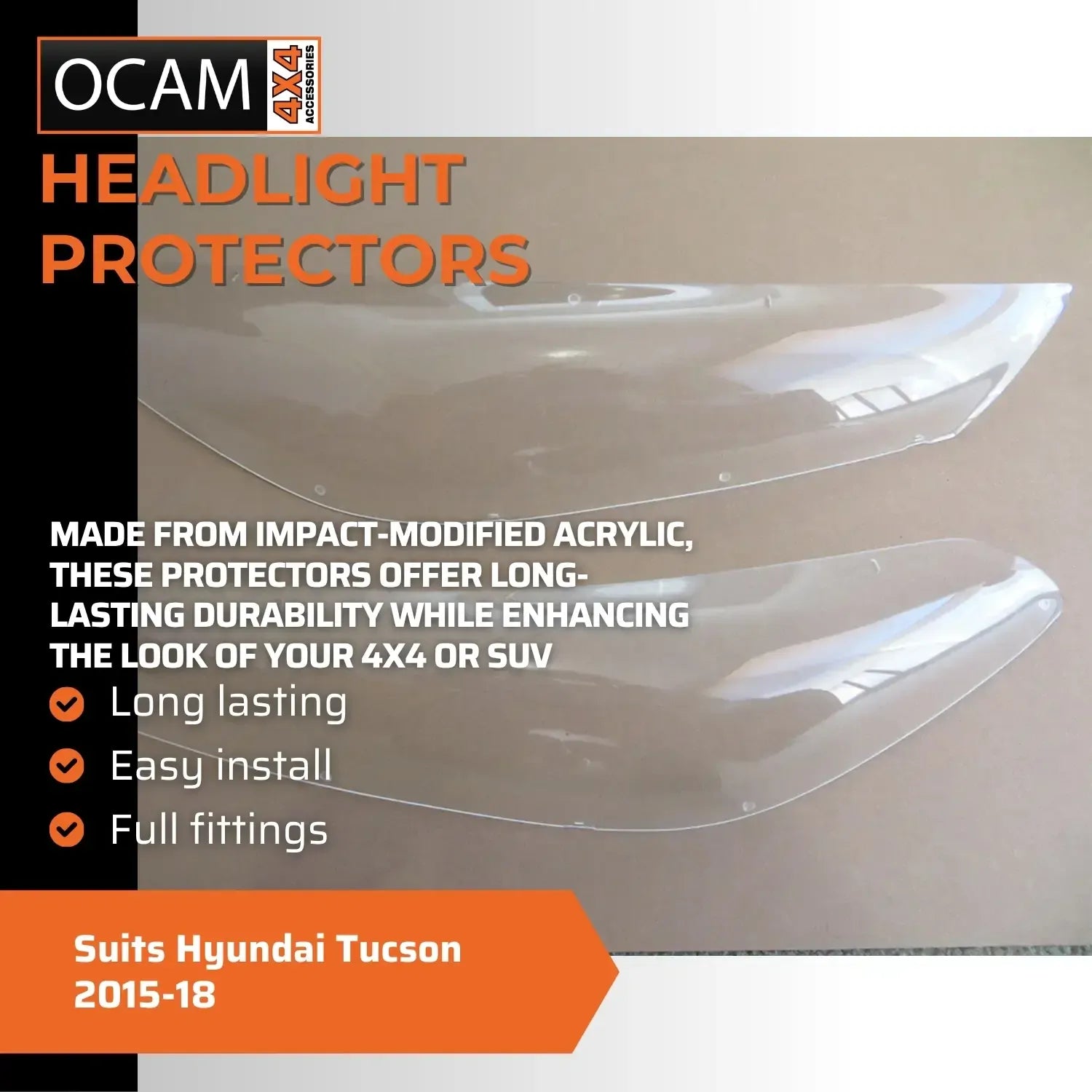 OCAM Headlight Protectors For Hyundai Tucson 2015-18 Headlamp Covers – additional photo