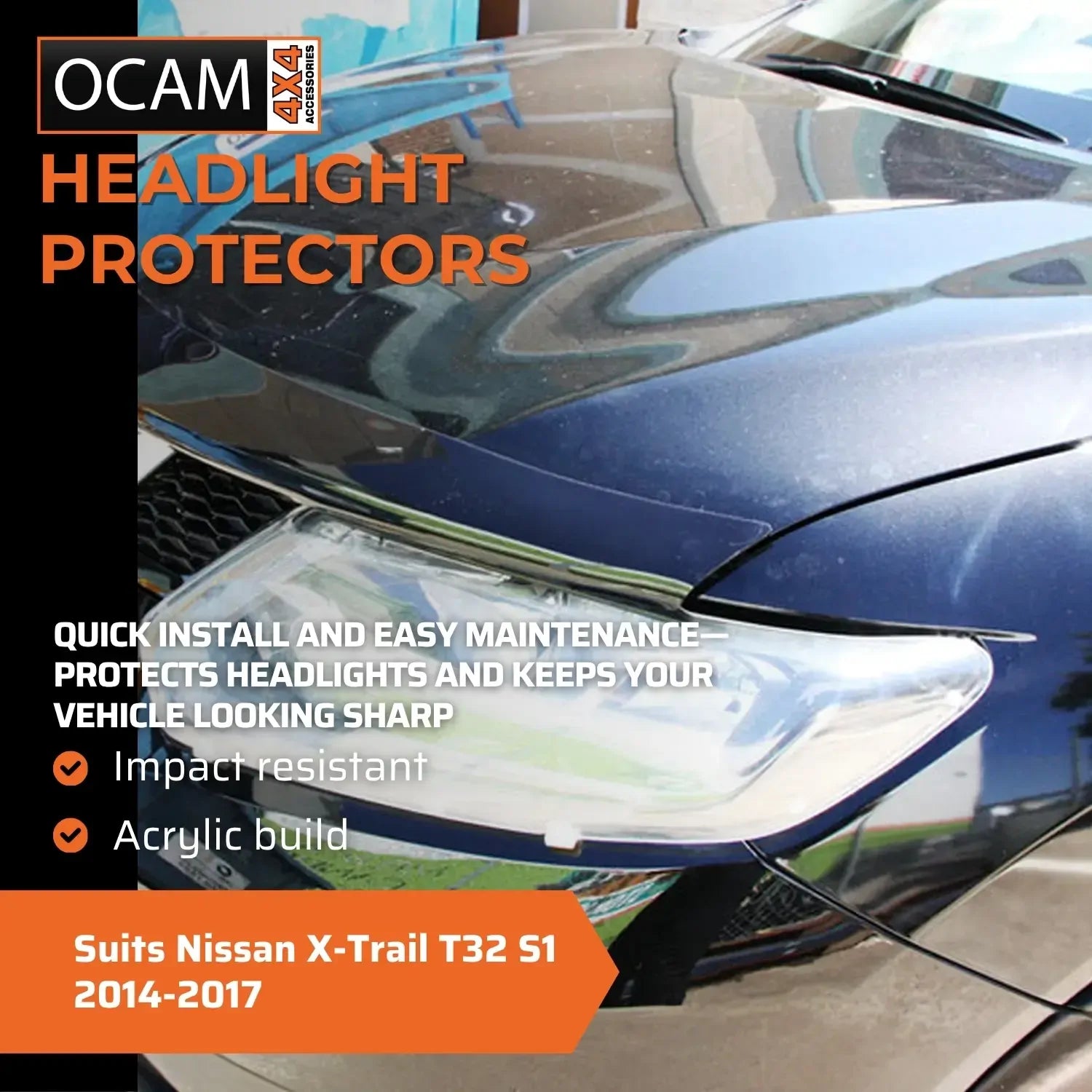 OCAM Headlight Protectors for Nissan X-Trail T32 S1 2014-2017 Lamp Covers – additional photo