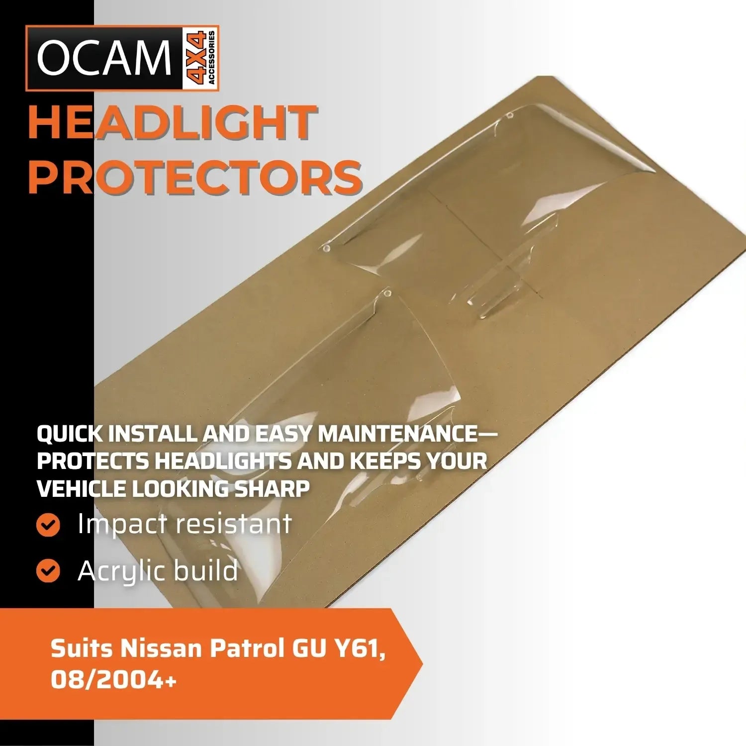 OCAM Headlight Protectors For Nissan Patrol GU Y61, 08/2004-15 Headlamp Covers – additional photo